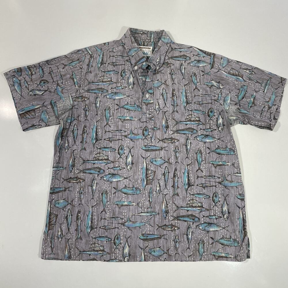 Kahala Hawaiian Shirt Fish Marlin Swordfish Sailfish Tuna Distressed Men’s XL
